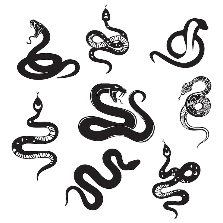 Vector snake silhouette symbols