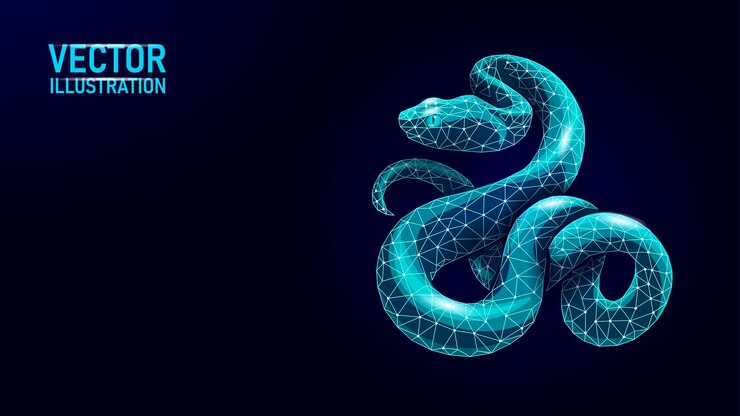 Vector snake symbol chinese new year 2025 concept traditional sign of year low poly modern blue polygonal poster greeting cards template vector illustration