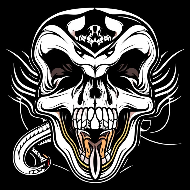 snake tongue skull vector illustration