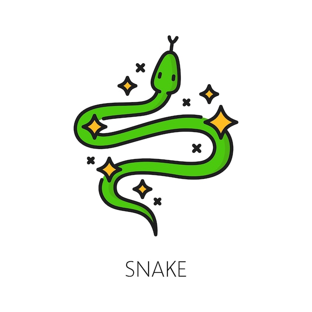 Змеиное колдовство и магическая икона изолированный векторный линейный знак Интригующая и завораживающая таинственная рептилия - очаровательный символ трансформационной гибкости и силы приспособляемости