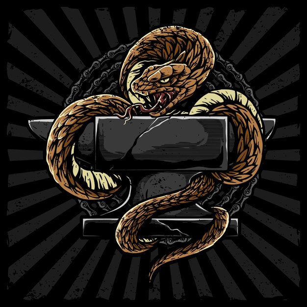 Vector snake with anvil iron illustration