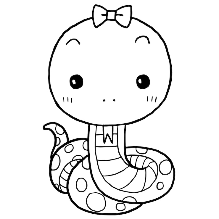 Vector snake with a bow on her head
