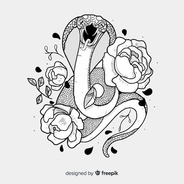 Snake with flowers illustration