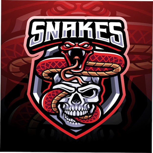 Snake with skull esport mascot logo design