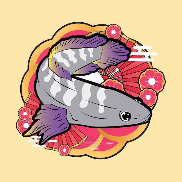 Vector snakehead fish logo icon for hobby