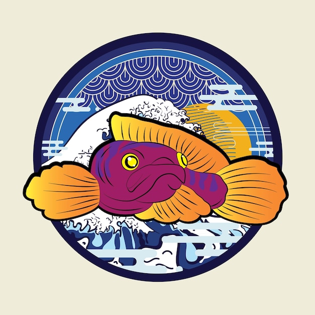 snakehead fish logo icon for hobby