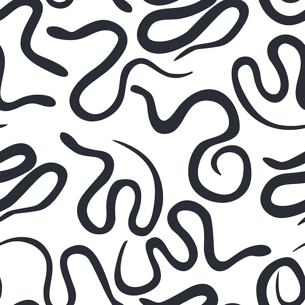 Vector snakes dark silhouettes seamless pattern vector illustration