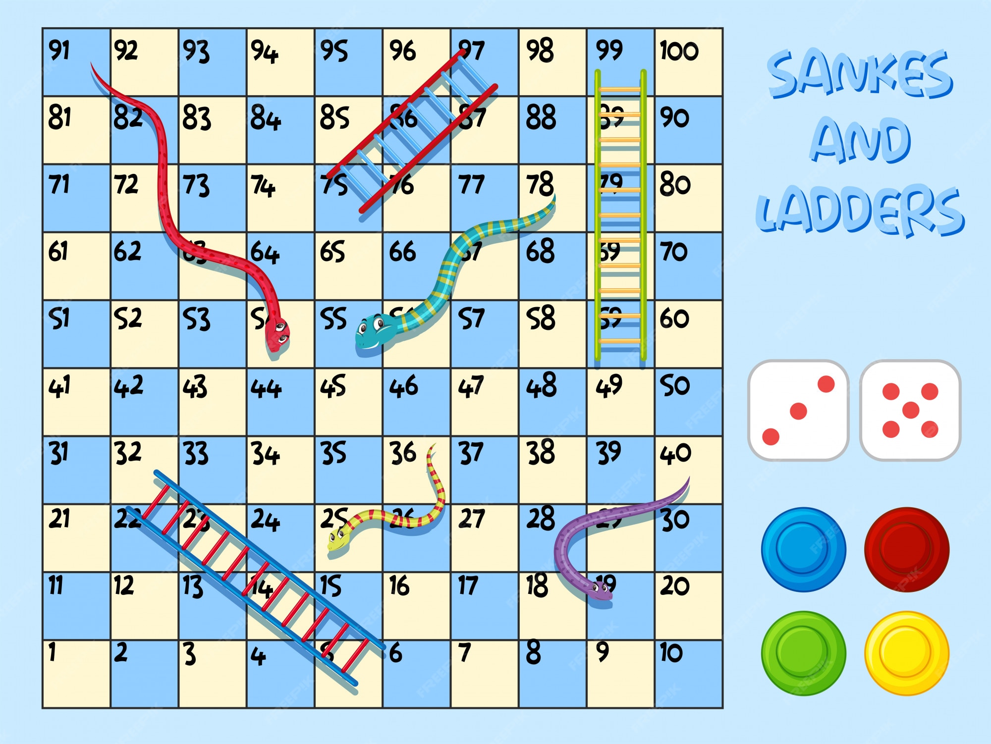 premium-vector-snakes-and-ladder-game-template