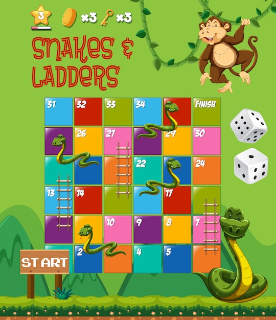 Vector snakes and ladders board game