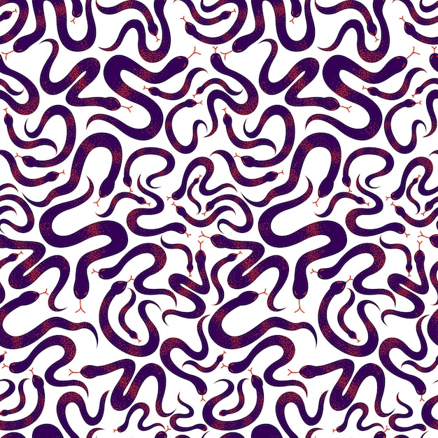 Vector snakes seamless textile, vector background with a lot of serpents endless texture, stylish fabric or wallpaper design, dangerous poisoned wild animals.