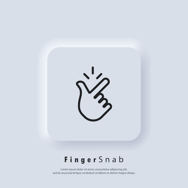 Snap of fingers. Finger snap icon. Easy icon. Finger snapping line sign. Vector. UI icon. Neumorphic UI UX white user interface web button.