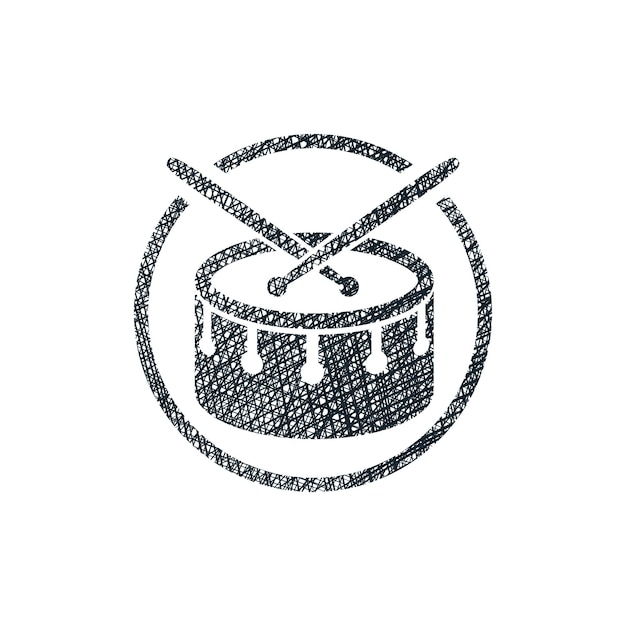 Vector snare drum muzikale vector icoon met hand getrokken lijnen textuur.