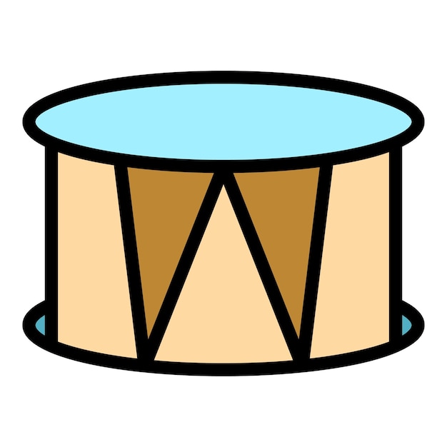 Vector snaredrum pictogram overzicht snare drum vector pictogram kleur plat geïsoleerd