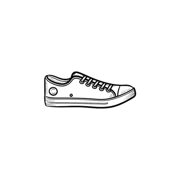 Icona di doodle di contorno disegnato a mano della scarpa da tennis. calzature casual per bambini e adolescenti, concetto di scarpe in stile moda. illustrazione di schizzo vettoriale per stampa, web, mobile e infografica su sfondo bianco.