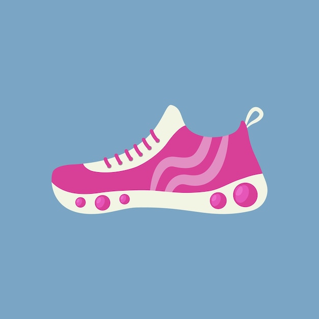 Sneaker isolated Female pink sports footwear Shoes for fitness and daily activity Flat object vector illustration