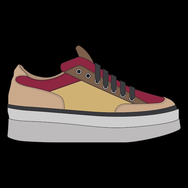 Vettore scarpa sneaker concept design piatto illustrazione vettoriale sneakers in stile piatto