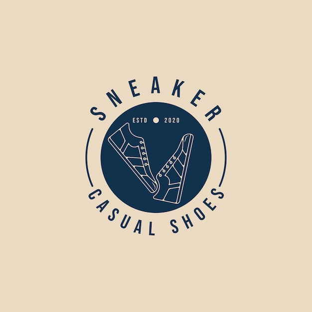 sneaker shoe vintage logo sport with emblem vector illustration design