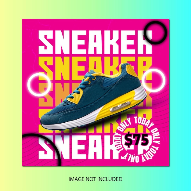 Vector sneaker shoes sale social media promotion banner template