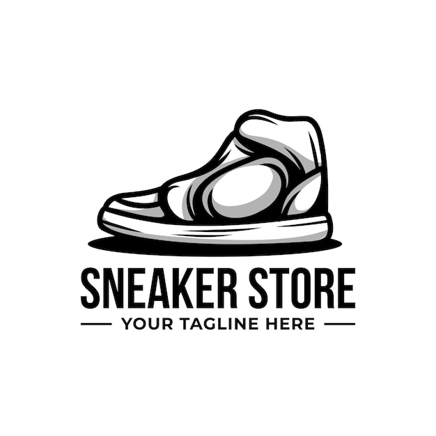 Sneaker store black and white logo template