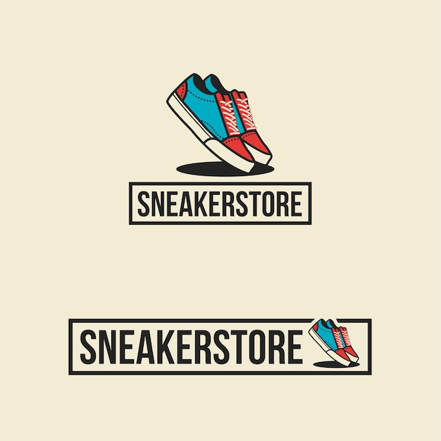 Vector sneaker store logo schoenen