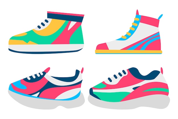 Sneakers cartoon set isolated on a white background.