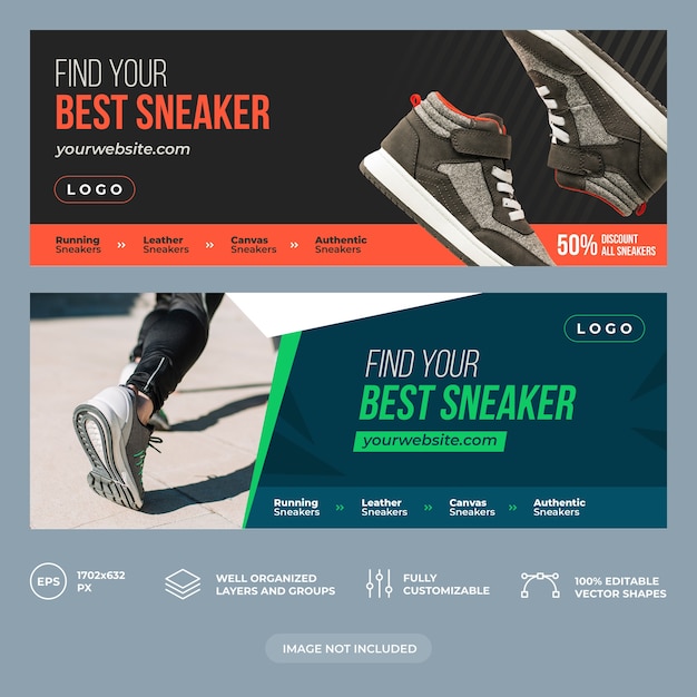 Vector sneakers facebook cover template