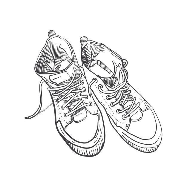 Vettore disegno grafico a mano di scarpe da ginnastica illustrazione vettoriale