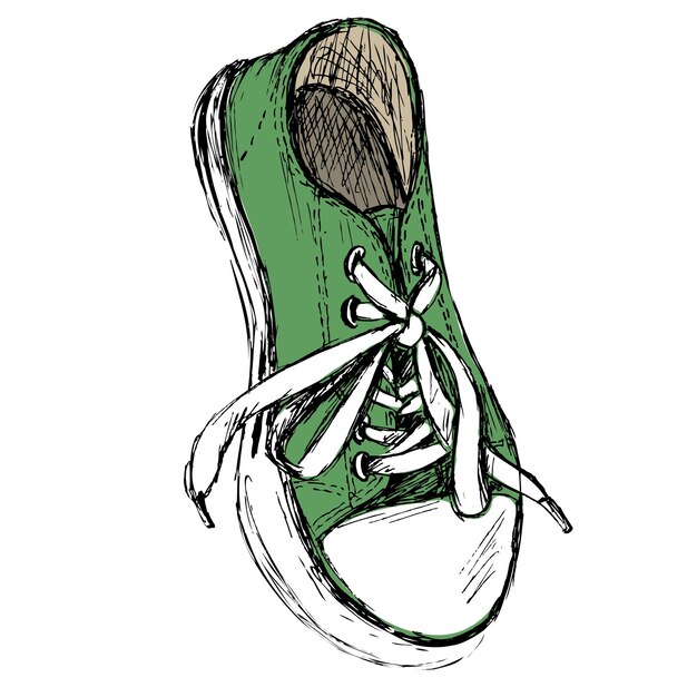 sneakers isolated on white background hand drawing vector illustration