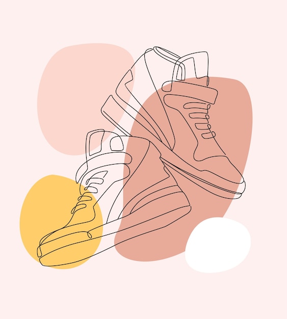 Sneakers met minimale elegante lijnkunststijl