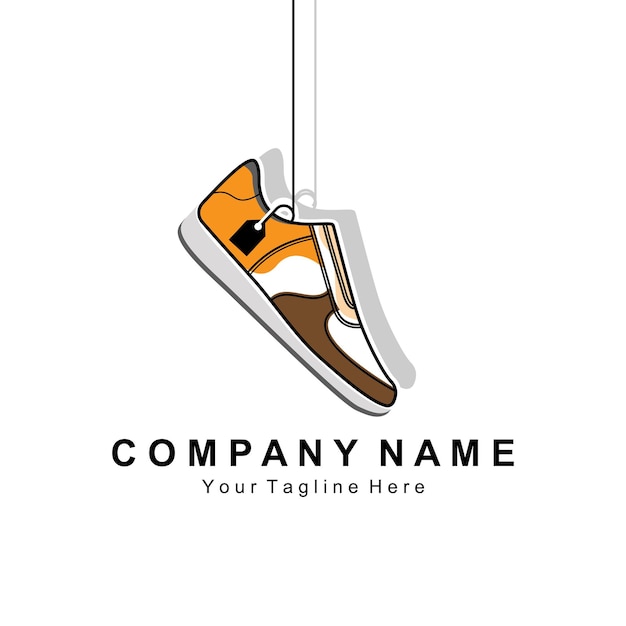 Scarpe da ginnastica logo design illustrazione vettoriale di calzature giovani di tendenza semplice concetto funky