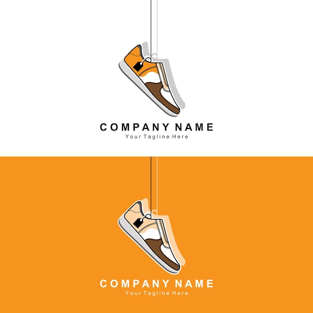 Vector sneakers shoe logo design vector illustration of trending youth footwear simple funky concept