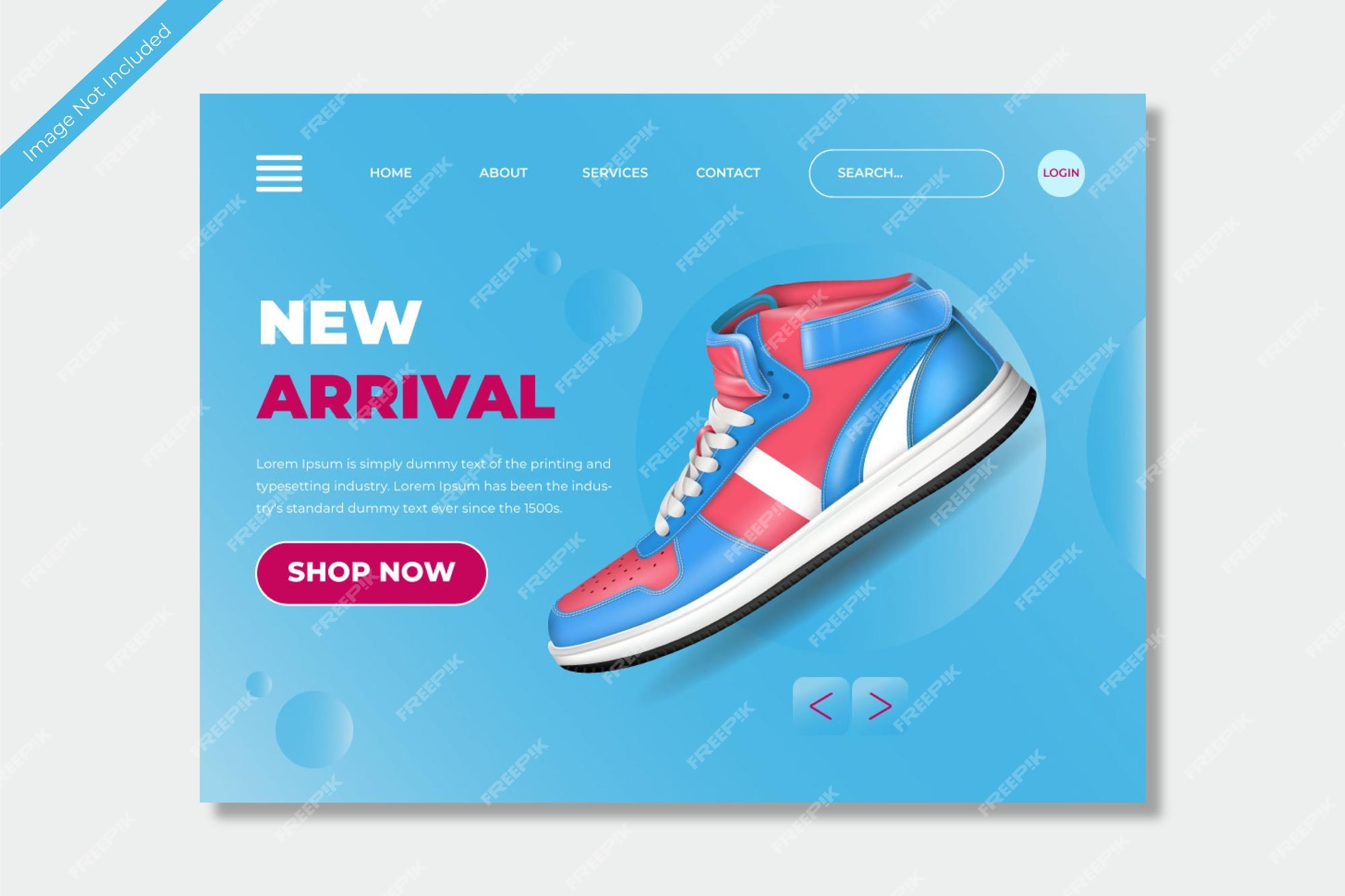 bijwoord Voorzitter Hover Sneakers verkoopsjabloon bestemmingspagina sjabloon bestemmingspagina website  schoenen | Premium Vector