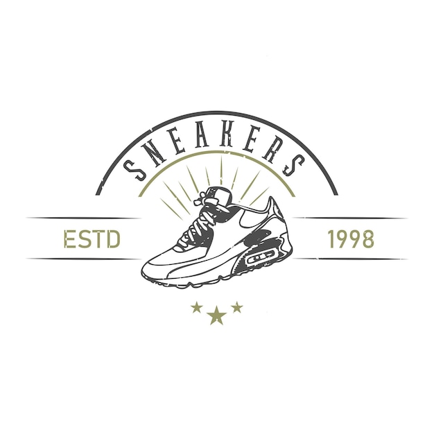 Sneakers winkel logo ontwerp schoenen winkel sneaker vectorillustratie