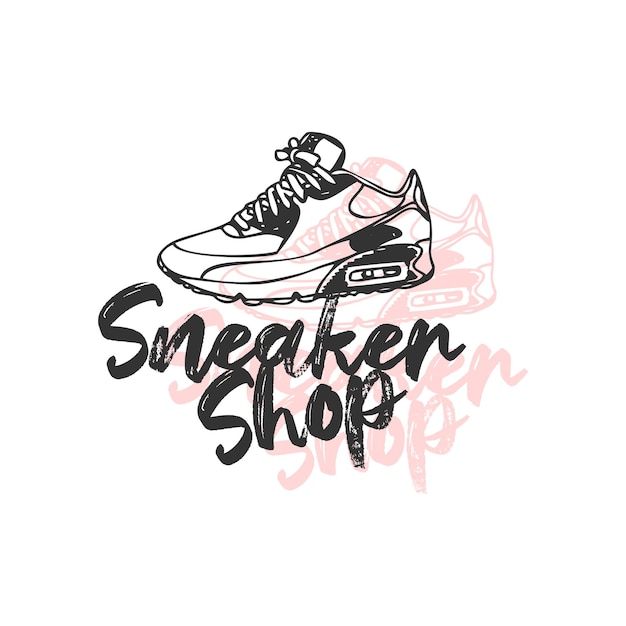 Sneakers winkel logo ontwerp Schoenen winkel Sneaker vectorillustratie