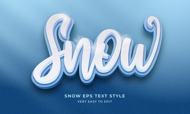 Sneeuw Bewerkbaar lettertypeeffect Wintertekststijl met witte en blauwe kleur