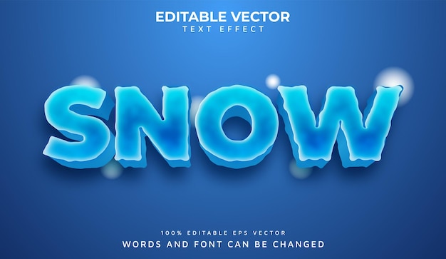 Sneeuw bewerkbare 3D-teksteffect Eps Vector
