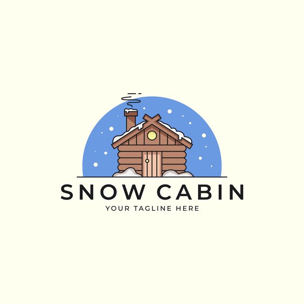 Sneeuw cabine in winter logo vector illustratie ontwerp huis pictogram platte cartoon