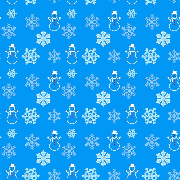 Sneeuw kerst sneeuwpop ijs blauw vector achtergrond winter patroon ontwerp