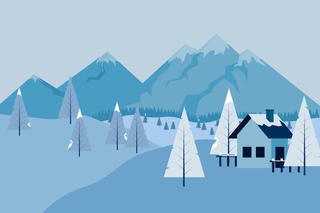 Sneeuw landschap achtergrond. vector illustratie.