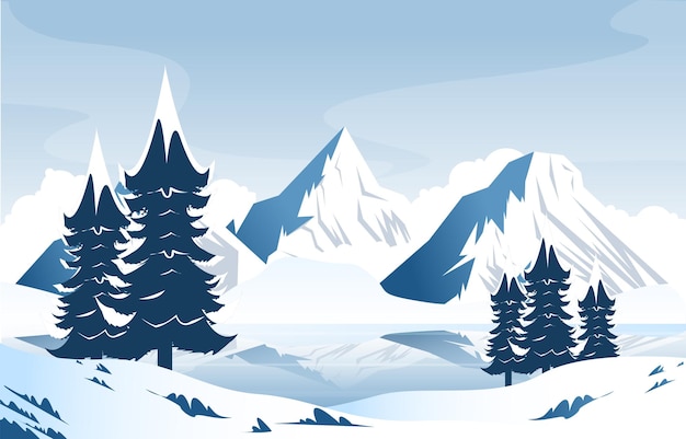 Sneeuw Pine Peak Berg Bevroren Ijs Natuur Landschap Avontuur Illustratie
