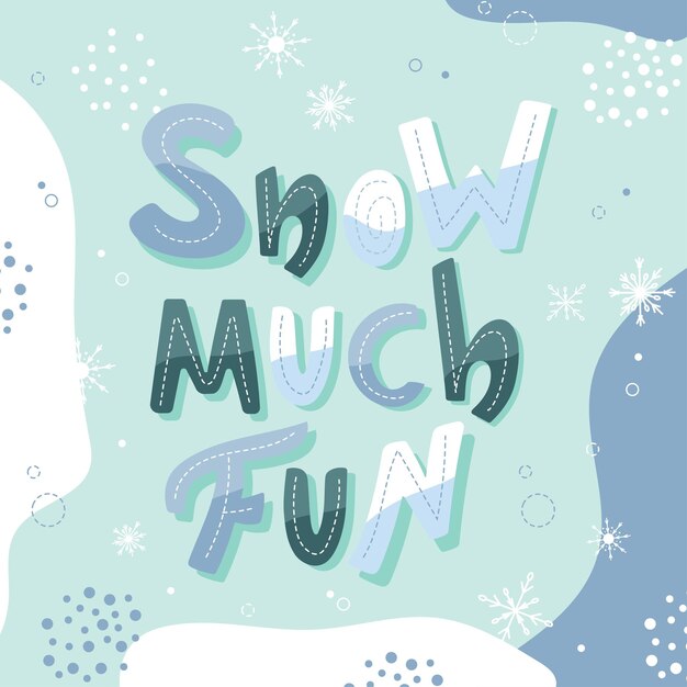 Sneeuw veel leuke belettering poster. Abstracte letters met winter- en krabbelelementen.