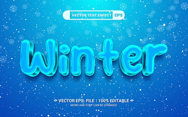 Sneeuw winter bewerkbaar 3D vector teksteffect