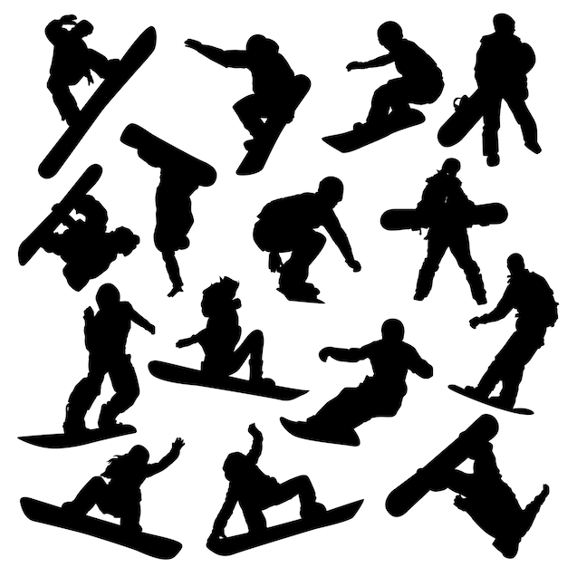 Sneeuw wintersport illustraties silhouet vector