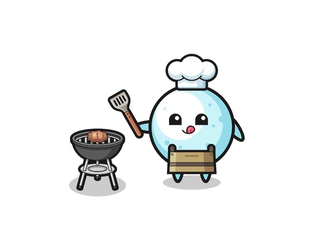 Sneeuwbal barbecue chef-kok met een schattig grillontwerp