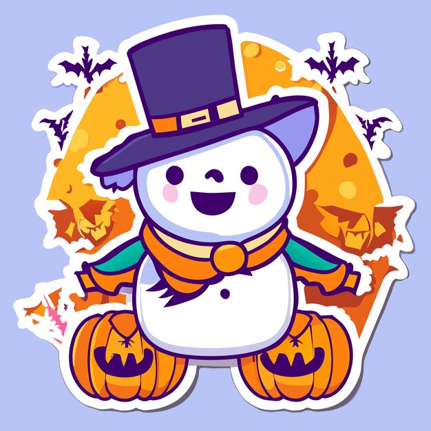 Sneeuwman Kerstmis sneeuwbal Halloween handgetekende platte stijlvolle cartoon sticker icoon concept geïsoleerd