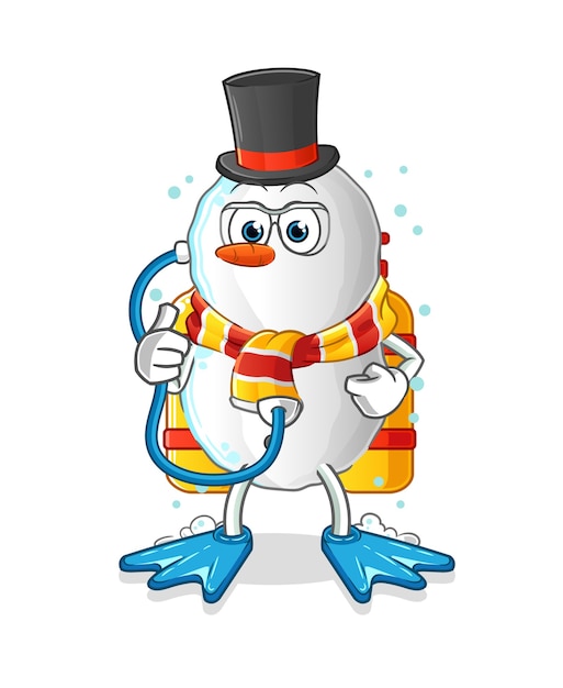 Sneeuwpop duikers mascotte cartoon