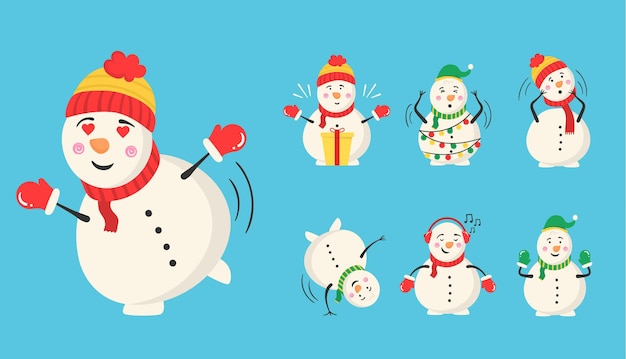 Sneeuwpop goochelaar met snoep en geschenken winter buitenactiviteit voor kinderen winter en kerst