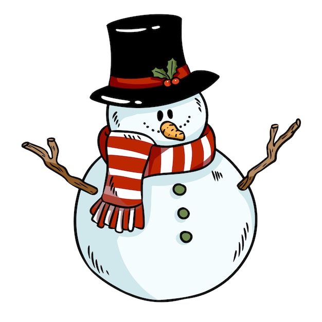 Sneeuwpop kleurrijke doodle pictogram