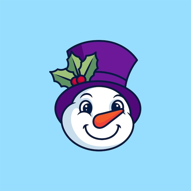 Sneeuwpop lachend gezicht vector cartoon art illustratie op geïsoleerde object