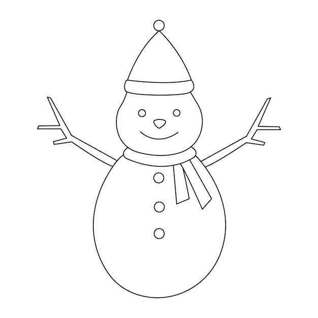 Sneeuwpop met muts en sjaal vector geïsoleerd op een witte achtergrond. Sneeuwpop vectorillustratie.